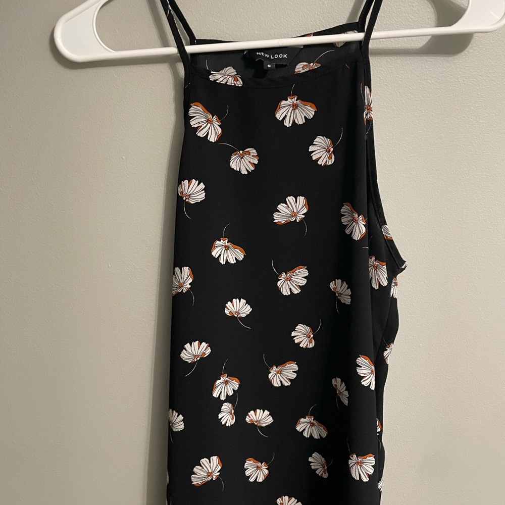 New Look Black Floral Tank Top